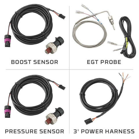 Glowshift 3-in-1 Black Face Boost Gauge w/ Digital EGT & Pressure (GS-3G-03)