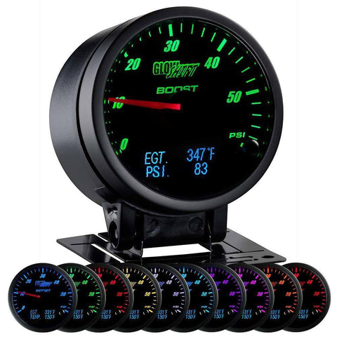 Glowshift 3-in-1 Black Face Boost Gauge w/ Digital EGT & Pressure (GS-3G-03)