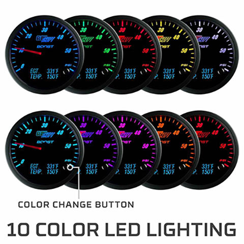 GlowShift 3in1 Black Analog EGT w/ Digital Boost & Temperature Gauge (GS-3G-05)