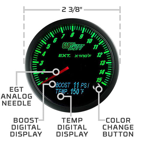 GlowShift 10 Color Digital Dual Temperature Gauge
