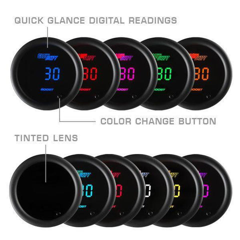 GlowShift 10 Color Digital 100 PSI Fuel Pressure Gauge (GS-TCD11)