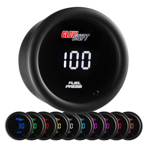 GlowShift 10 Color Digital 100 PSI Fuel Pressure Gauge (GS-TCD11)