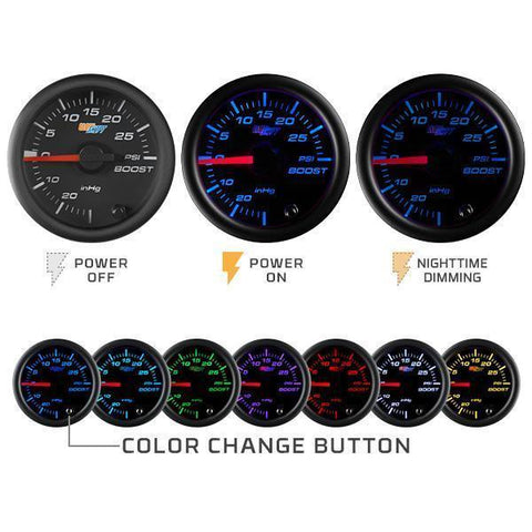 GlowShift Black 7 Color 60 PSI Boost Gauge (GS-C701_60)