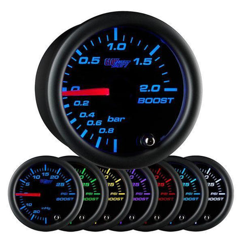 GlowShift Black 7 Color BAR Boost/Vacuum Gauge (GS-C701-Bar)