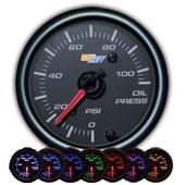 GlowShift Black 7 Color Oil Pressure Gauge - Modern Automotive Performance
