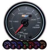 GlowShift Black 7 Color Oil Temperature Gauge - Modern Automotive Performance

