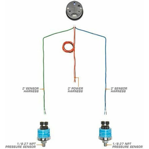 GlowShift Black 7 Color Dual Digital Air Pressure Gauge (GS-C713-DD)