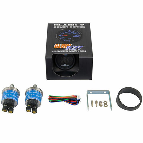 GlowShift Black 7 Color Dual Digital Air Pressure Gauge (GS-C713-DD)