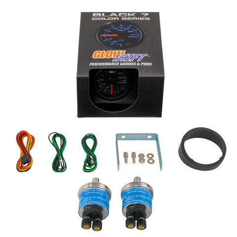 GlowShift Black 7 Color Dual Needle Air Pressure Gauge (GS-C713-DN)