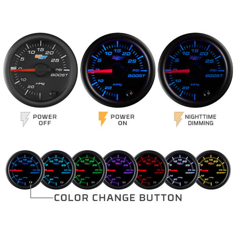 GlowShift Black 7 Color Dual Needle Air Pressure Gauge (GS-C713-DN)