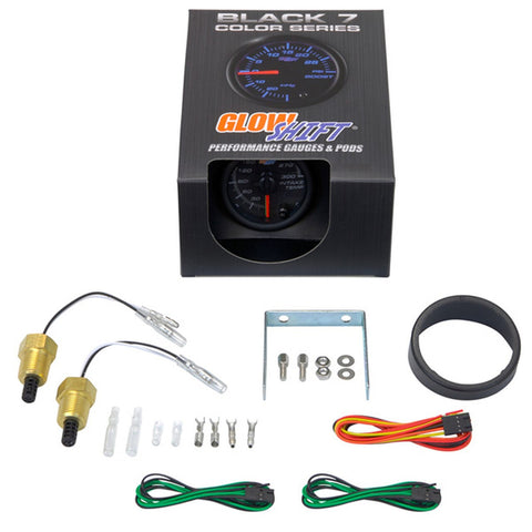 GlowShift Black 7 Color Dual Intake Temperature Gauge (GS-C720)