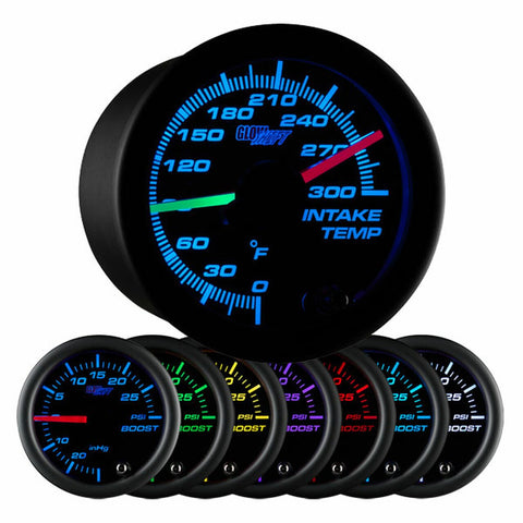 GlowShift Black 7 Color Dual Intake Temperature Gauge (GS-C720)
