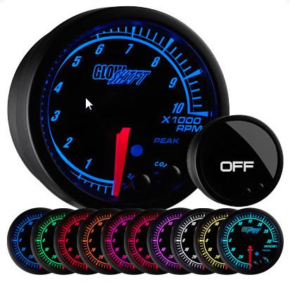 GlowShift Elite 10 Color Tachometer Gauge - Modern Automotive Performance
