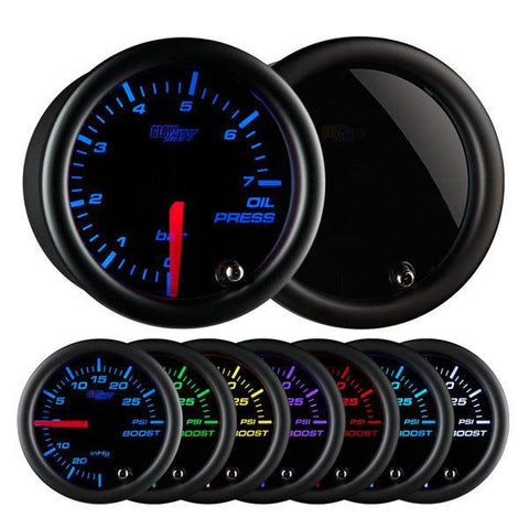 GlowShift Tinted 7-Color Oil Pressure Gauge 0-7 BAR (GS-T704-BAR)