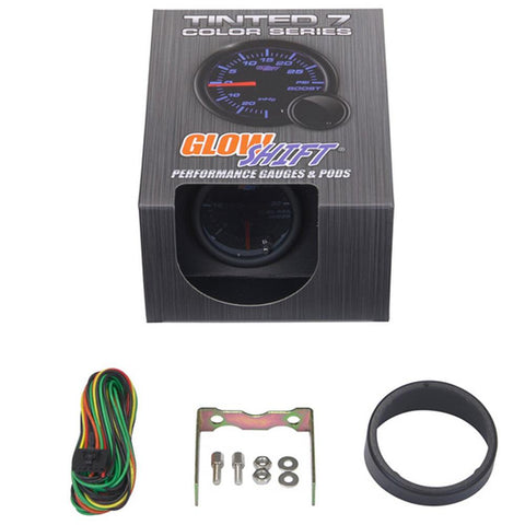 GlowShift Tinted 7 Color 30,000 PSI Fuel Rail Pressure Gauge | Multiple Fitments (GS-T719)