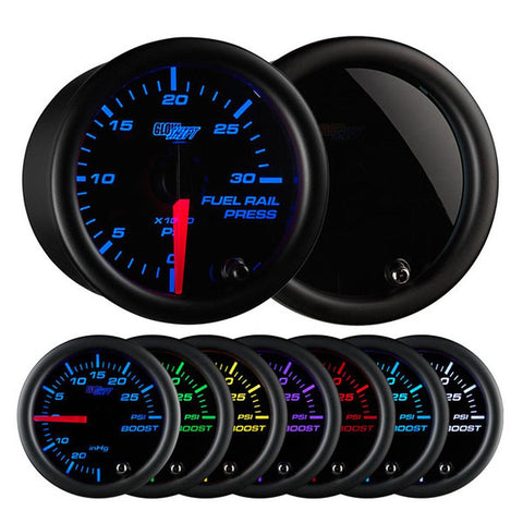GlowShift Tinted 7 Color 30,000 PSI Fuel Rail Pressure Gauge | Multiple Fitments (GS-T719)