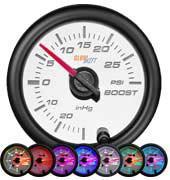 GlowShift White 7 Color 30 PSI Boost / Vacuum Gauge - Modern Automotive Performance
