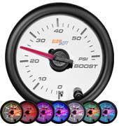 GlowShift White 7 Color 60 PSI Boost Gauge - Modern Automotive Performance
