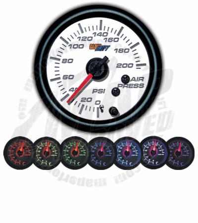 GlowShift White 7 Color 200 PSI Air Pressure Gauge - Modern Automotive Performance
