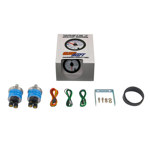 GlowShift White 7 Color Dual Needle Air Pressure Gauge (GS-W713-DN)