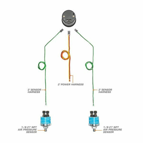 GlowShift White 7 Color Dual Needle Air Pressure Gauge (GS-W713-DN)
