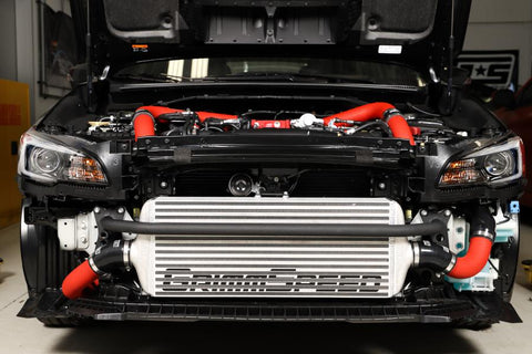 GrimmSpeed Front Mount Intercooler System Kit w/ Red Piping | 2015-2021 Subaru STI (090236)