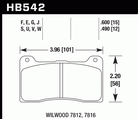 Hawk DTC-60 Rear Brake Pads | Wilwood 7816 Brake Calipers (HB542G.600)