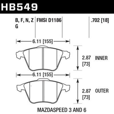 Hawk Performance HPS 5.0 Front Brake Pads | 07-13 Mazdaspeed3 / 06-07 Mazdaspeed6 (HB549F.702)