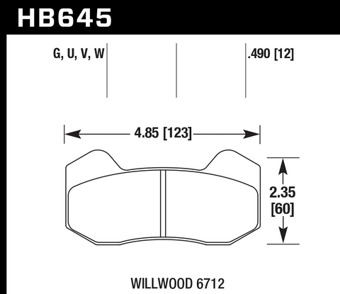 Hawk DTC-60 Racing Rear Brake Pads for Wilwood 6712 (HB645G.490)