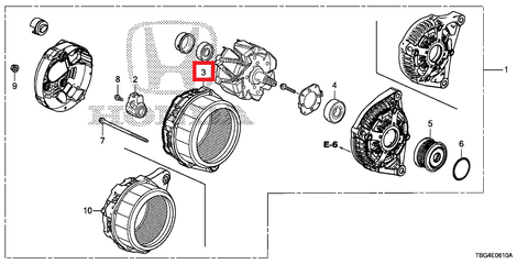Honda OEM Alternator Rear Stator Frame | 2016-2021 Honda Civic 1.5T/Si (31108-59B-003)