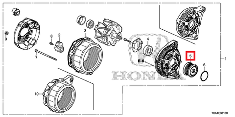 Honda OEM Alternator Decoupler Pulley | 2016-2021 Honda Civic 1.5T/Si (31141-59B-J01)