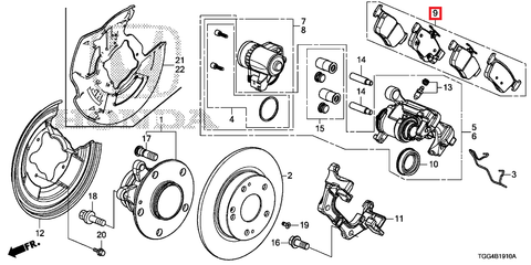 Honda OEM Rear Brake Pad Set | 2017-2021 Honda Civic Type-R (43022-TGH-A01)