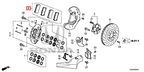 Honda OEM Front Brake Pad Set | 2017-2021 Honda Civic Type-R (45022-TGH-A02)