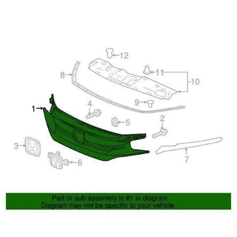 Honda OEM Front Grille | 2017-2021 Honda Civic Hatch (71121-TGG-A01)