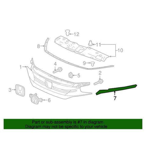 Honda OEM Front Grille Extension - Passenger Side | 2017-2021 Honda Civic Hatch (71124-TED-T01)