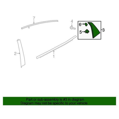 Honda OEM Rear Door Window Quarter Garnish - Passenger Side | 17-21 Honda Civic Hatch (72721-TGG-A01)