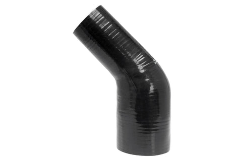 HPS 4" - 4-1/2" 4-ply Reinforced Silicone 45 Elbow Reducer Coupler | Universal (HTSER45-400-450-BLK)