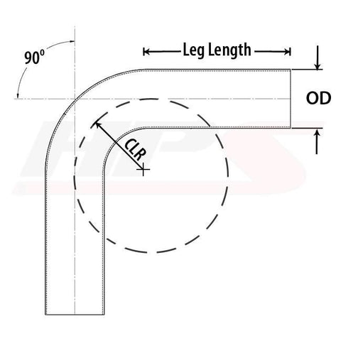 HPS 6061 Aluminum 90 Deg Elbow 1-1/4" OD x 6" Length (AT90-125-CLR-2)