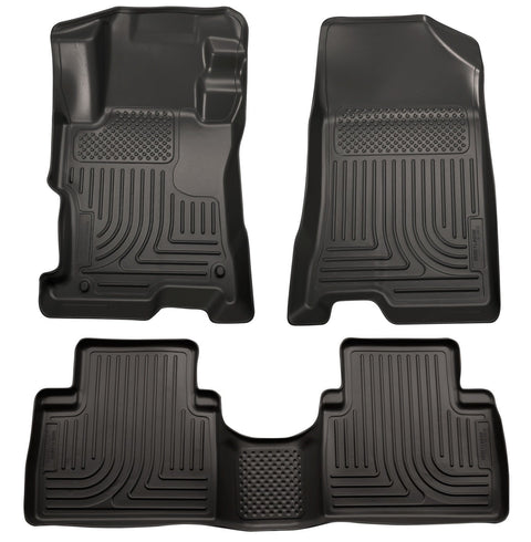 2008-2012 Honda Accord (4DR) WeatherBeater Combo Black Floor Liners (One Piece for 2nd Row) by Husky Liners (98401) - Modern Automotive Performance
