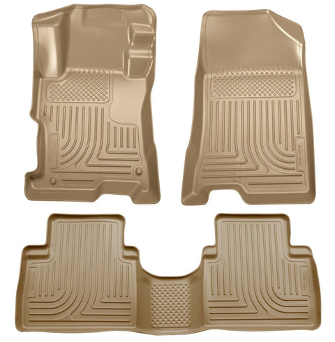 2008-2012 Honda Accord (4DR) WeatherBeater Combo Tan Floor Liners (One Piece for 2nd Row) by Husky Liners (98403) - Modern Automotive Performance
