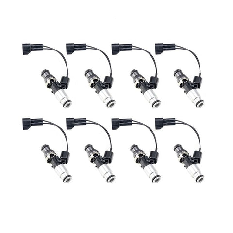 Injector Dynamics ID1050X Injectors 14mm Grey Adaptor Top Bottom Silver Adaptor Set of 8 (1050.60.14.14B.8-PU)