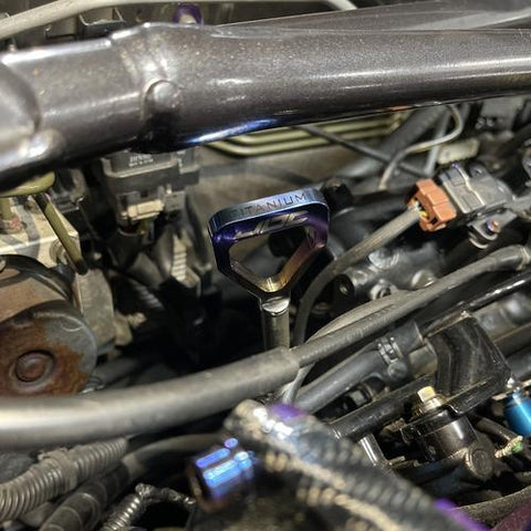 JD Customs Titanium Oil Dipstick Handle | 2002-2006 Mitsubishi Evo 7/8/9 and 2009-2015 Mitsubishi Evo X (JDC-TI-ODS-FULL)