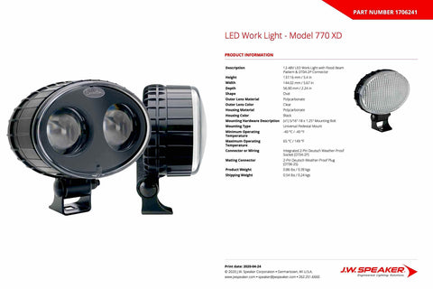 JW Speaker: 770F-12/48V XD Worklamp - Flood Beam (1706241)