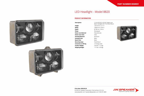 JW Speaker: 8820-12/24 Hi-Lo Front-Position DOT/ECE/M RHT (550931)