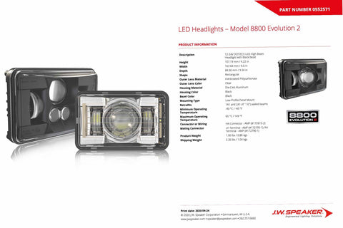 JW Speaker: 8800 EV2 12/24V Lowbeam SAE/ECE - RHT / Black (552551)