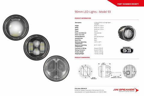 JW Speaker: 93 - 12/24V LED Highbeam w/front position (554381)