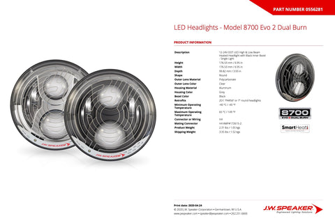 JW Speaker: 8700 EVO2-H 12/24 DOT - Chrome Heated (556291)