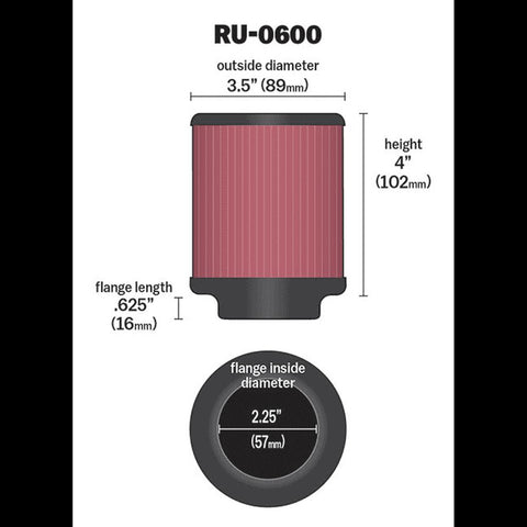 Universal Rubber Filter by K&N (RU-0600)