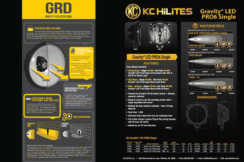 KC HiLites Gravity LED Pro6 Pod: Pedestal Mount - Each / Wide Beam (KC91304)