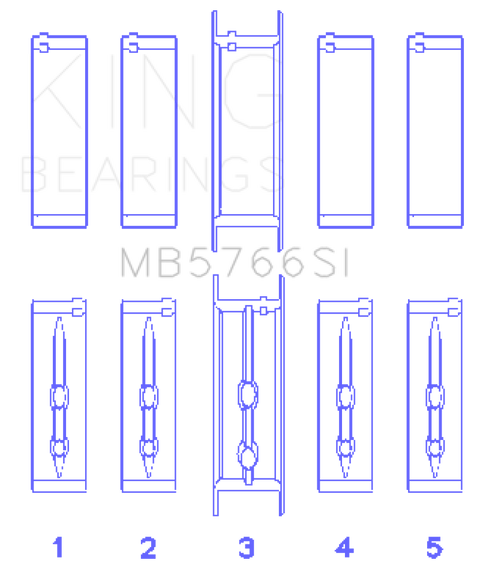 King +.010 Size .001 Oversized Main Bearing Set | Multiple Fitments (MB5766SI 001)